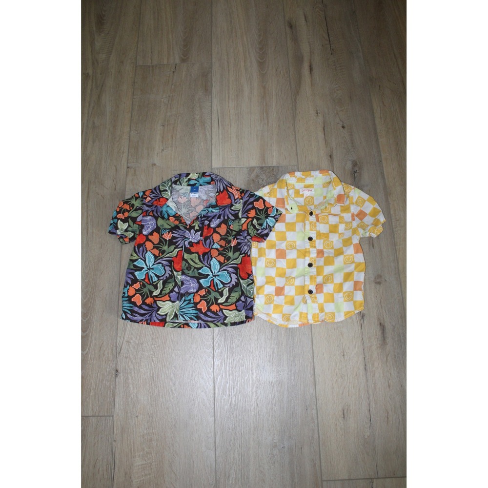 Old Navy‎ Cat & Jack Toddler Boys 2T Short Sleeve Button Down Shirt Bundle 2pc